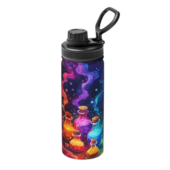 Picia Colorful Potion Bottles Magic Pattern Water Bottle 18 oz Stainless Steel Insulated Bottles With Handle Leak Proof Gym Sport Water Jug BPA-free insulated kettle For Men Women Adults