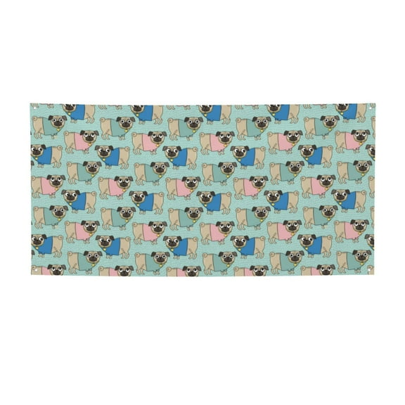 Picia Colorful Pugs Pattern Party Banner, Festive Decoration, Holiday Banner, Celebration Decor, Event Banner, Reusable Party Banner-Small