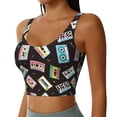 thumbnail image 1 of Picia Colorful Retro Tape Sports Bra for Women,Padded Strappy Sports Bras Medium Support Yoga Bra with Removable Cups,Running Yoga Bra-, 1 of 9