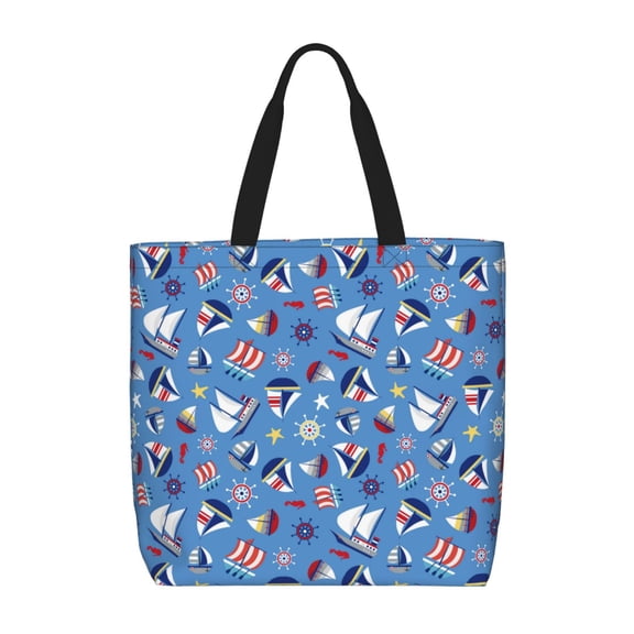 Picia Colorful Sailing Ship for Tote Bag for Women with Zipper, Gym Tote with Compartments, Laptop Work Tote Nurse Dance Yoga Bag for Sport, Travel