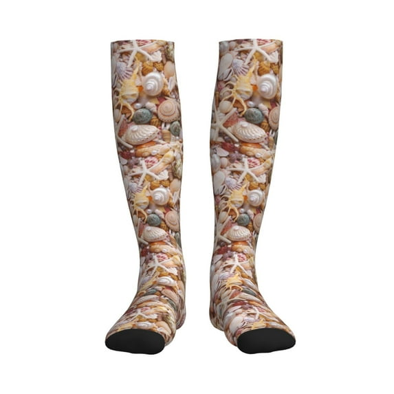 Picia Colorful Seashells Printed Sports Compression Socks - 15-20mmHg Graduated Compression, High-Performance Soft and Breathable Socks for Men and Women