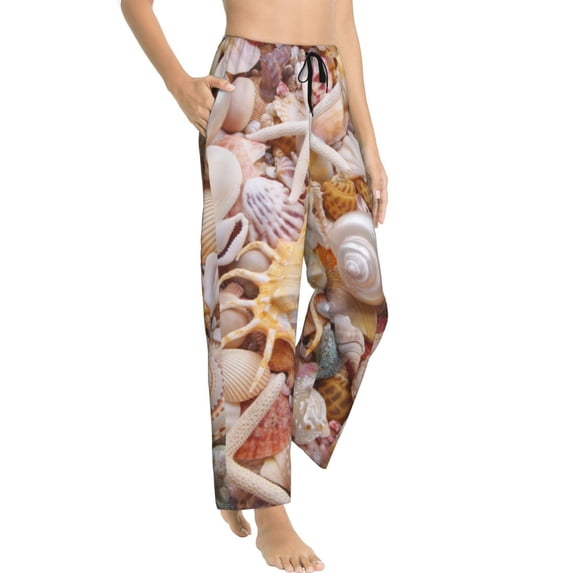 Picia Colorful Seashells Womens Soft Woven Cotton Elastic Waistband Sleep Pajama Pant Lounge Sleep Pant With Pockets And Drawstring-X-Large
