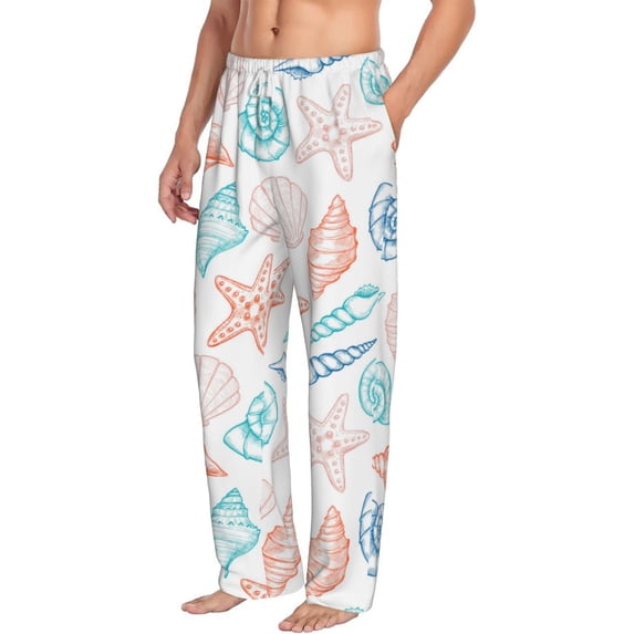 Picia Colorful Seashells1 Mens Soft Woven Cotton Elastic Waistband Sleep Pajama Pant Lounge Sleep Pant With Pockets And Drawstring-Small