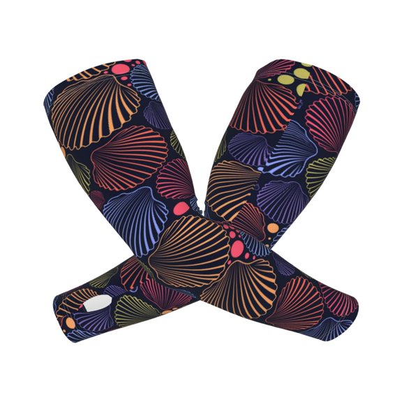 Picia Colorful Shells Arm Sleeves for Men and Women - Tattoo Cover Up UPF 50+ Cooling Sports Sleeve for Basketball Golf Football-One Size