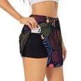 thumbnail image 1 of Picia Colorful Shells Pattern Women's 2 in 1 Athletic Running Shorts High Waisted Workout Casual Gym Sweat Shorts with Comfy Liner Zipper Pockets-Large, 1 of 9
