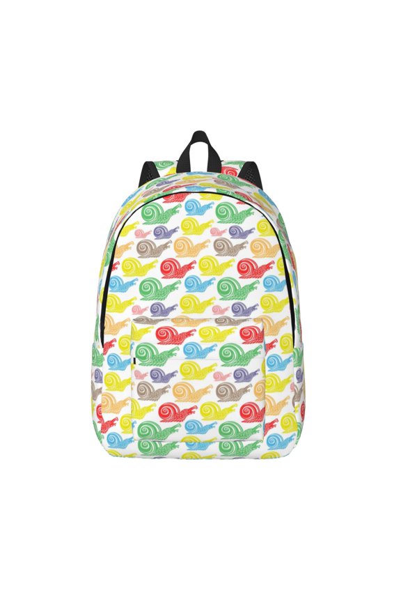 Colorful Snails Printed Canvas Daypack - Stylish and Durable Vintage Compact Backpack - Class, Work, Travel, or Laptop Bookbag,Organized Compartments-Small