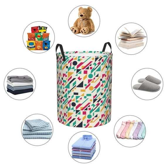 Picia Colorful Spots Large Laundry Basket, Waterproof, Freestanding Laundry Hamper, Collapsible Tall Clothes Hamper with Extended Handles-