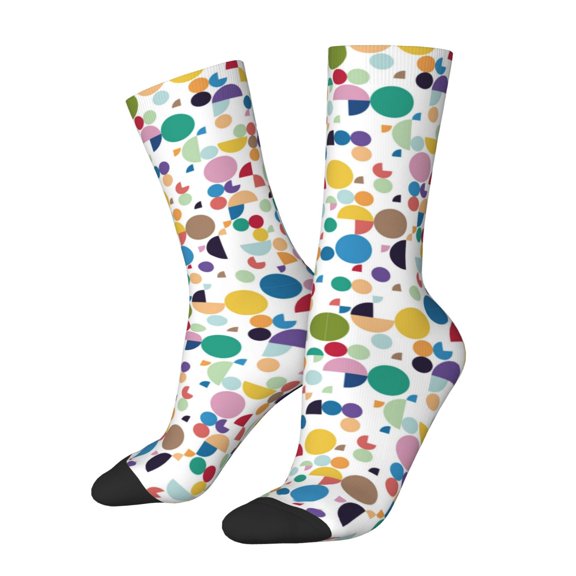Picia Colorful Spots Print Athletic Socks for Men & Women – Cushioned Moisture-Wicking Crew Socks for Sports, Running, and Training, Soft & Breathable Size 5-11