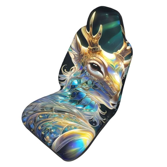 Picia Colorful Stained Glass Deer Print Waterproof Sweating Car Seat Cover for Post Gym Workout, Running, Beach and Hiking, Universal Fit Anti-Slip Bucket Seat Protector