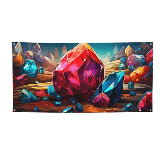 Picia Colorful Stone World Pattern Party Banner, Festive Decoration, Holiday Banner, Celebration Decor, Event Banner, Reusable Party Banner-Small