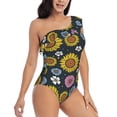 thumbnail image 1 of Picia Colorful Sunflowers Pattern Women's One Piece Swimsuits,One Shoulder Swimwear Asymmetric ,Ruffle Monokinis Bathing Suits,High Waisted Flattering Bathing Suits-Medium, 1 of 8