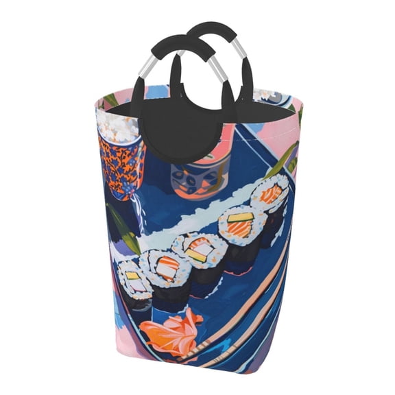Picia Colorful Sushi Food Art Laundry Basket With Handles Laundry Hamper Toys Storage Organizer Foldable Bucket Washing Bin Dirty Clothes Bag For Home Bathroom Bedroom Dorm