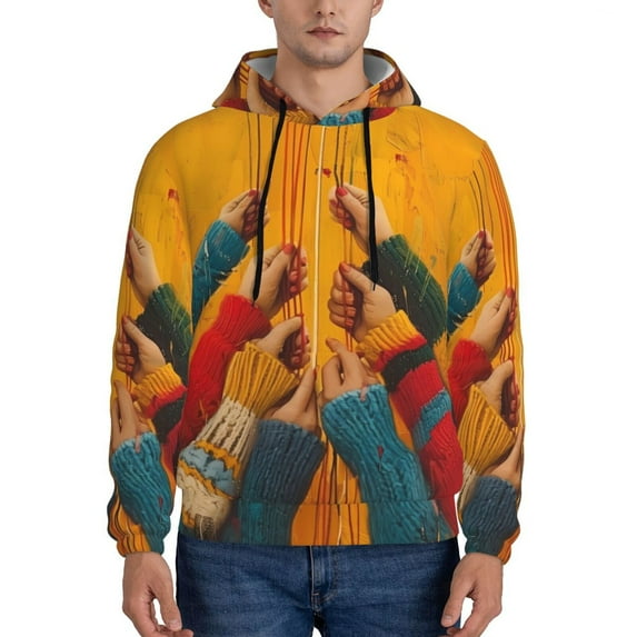 Picia Colorful Sweaters And Strings Pattern Casual Men's Hoodie - Lightweight Hooded Sweatshirt with Kangaroo Pocket, Comfortable Pullover for Everyday, Travel-4X-Large
