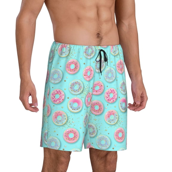 Picia Colorful Sweet Donuts Pajama Shorts for Men, Men's Pajama Bottoms, Sleepwear,Short Pajama Pants-3X-Large
