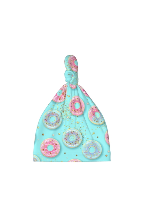 Colorful Sweet Donuts Printed Preemie Hats for Baby Girls Cotton Premature Knot Hats Newborn Hospital Cap Warm Knot Beanie Nicu for Preemie Girls and Boys