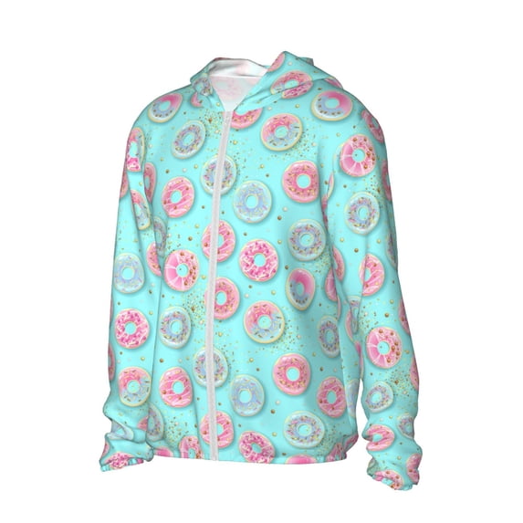 Picia Colorful Sweet Donuts Women's Men's UPF 50+ Sun Protection Hoodie Shirt Long Sleeve SPF Fishing Outdoor UV Hiking Lightweight Shirts-Medium