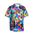 thumbnail image 1 of Picia Colorful Tie Dye Stained Glass 2 Gentle Cotton Regular Fit Short Sleeve Casual Hawaiian Shirt for Men-XX-Large, 1 of 9