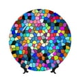 thumbnail image 1 of Picia Colorful Tie Dye Stained Glass 2 Pattern Bone China Decorative Plate – Wall Decor with Stand and Adhesive, Elegant Ornament for Living Room, Office, or Entryway-6in, 1 of 6