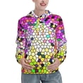 thumbnail image 1 of Picia Colorful Tie Dye Stained Glass 3 Pattern Casual Women's Hoodie, Hooded Sweatshirt with Kangaroo Pocket, Comfortable Pullover with Eye-catching Drawstrings-Small, 1 of 7