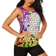 thumbnail image 1 of Picia Colorful Tie Dye Stained Glass 3 Pattern Women's Workout Tank Top,Breathable Activewear,Slim Fit Athletic Top,Versatile Workout Moisture-wicking top-Medium, 1 of 9