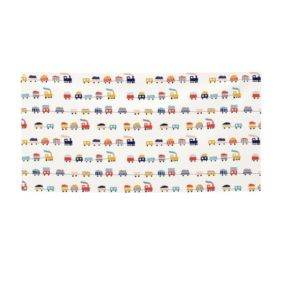 Picia Colorful Trains Pattern Party Banner, Festive Decoration, Holiday Banner, Celebration Decor, Event Banner, Reusable Party Banner-Small