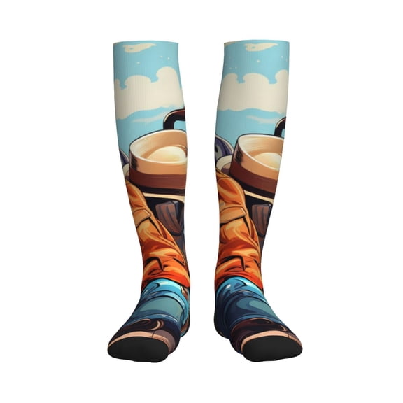 Picia Colorful Travel Luggage Gear Printed Sports Compression Socks - 15-20mmHg Graduated Compression, High-Performance Soft and Breathable Socks for Men and Women