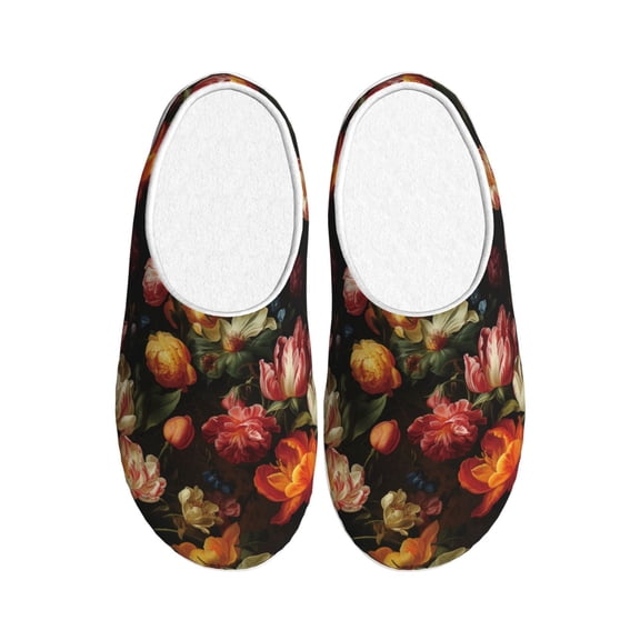 Picia Colorful Tulips for Women's Lamb-hug Comfy Fleece House Slippers Memory Foam, Slip-on House Shoes Indoor Outdoor-44/45