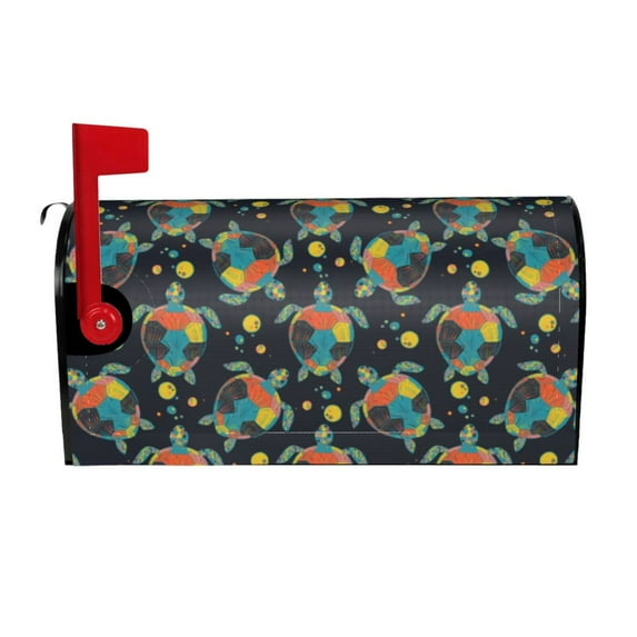 Picia Colorful Turtles Magnetic Mailbox Cover Standard Size-21x18 in