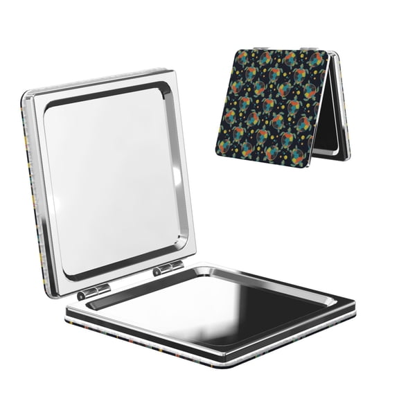 Picia Colorful Turtles for Compact Vanity Mirror , Travel Makeup Mirror , Portable Magnifying Cosmetic Mirror for Daily, Work, Business-Square
