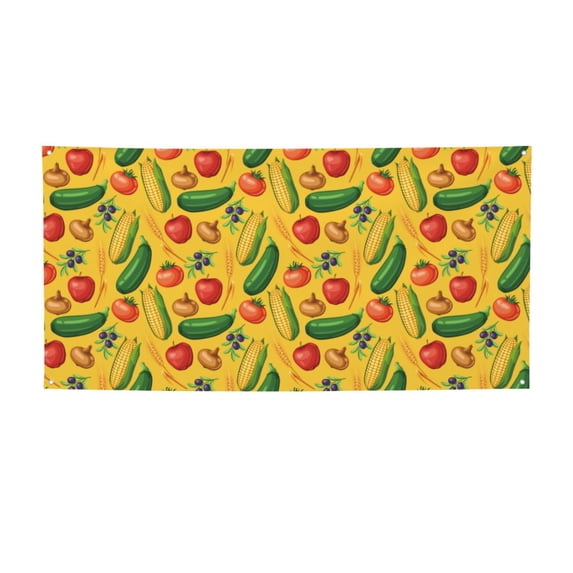 Picia Colorful Vegetables Pattern Party Banner, Festive Decoration, Holiday Banner, Celebration Decor, Event Banner, Reusable Party Banner-Medium