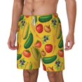 thumbnail image 1 of Picia Colorful Vegetables pattern Mens Swim Trunks with Compression Liner Stretch Beach Shorts Quick Dry with Zipper Pockets No-Chafing Board Shorts-Large, 1 of 9