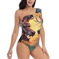 thumbnail image 1 of Picia Colorful Wave Dragon Head Pattern Women's One Piece Swimsuits,One Shoulder Swimwear Asymmetric ,Ruffle Monokinis Bathing Suits,High Waisted Flattering Bathing Suits-Small, 1 of 8