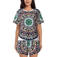 thumbnail image 1 of Picia Colorful With Blue Oriental Pajamas Sets for Women Soft Short-Sleeved Pjs with Lounge Shorts Two Piece Sleepwear-3X-Large, 1 of 9
