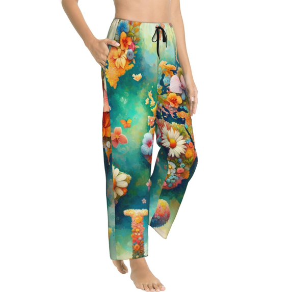 Picia Colorful World Map Womens Soft Woven Cotton Elastic Waistband Sleep Pajama Pant Lounge Sleep Pant With Pockets And Drawstring-Small