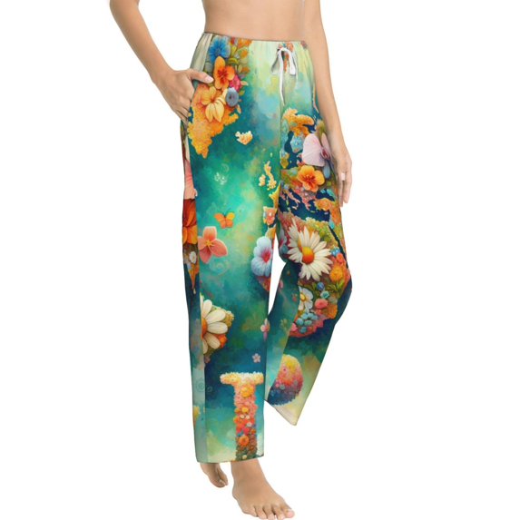 Picia Colorful World Map Womens Soft Woven Cotton Elastic Waistband Sleep Pajama Pant Lounge Sleep Pant With Pockets And Drawstring-XX-Large