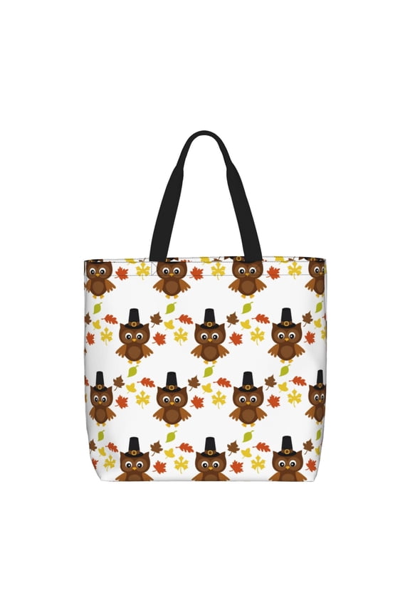 Colorful maple leaf owl for Tote Bag for Women with Zipper, Gym Tote with Compartments, Laptop Work Tote Nurse Dance Yoga Bag for Sport, Travel