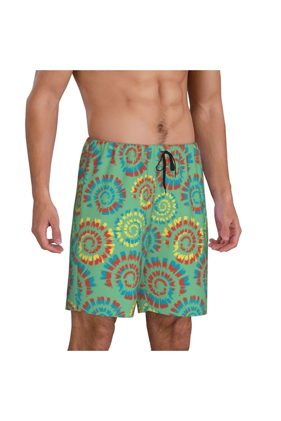 Colourful Tie Dye Pajama Shorts for Men, Men's Pajama Bottoms, Sleepwear,Short Pajama Pants-Medium