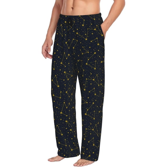 Picia Constellation Mens Soft Woven Cotton Elastic Waistband Sleep Pajama Pant Lounge Sleep Pant With Pockets And Drawstring-X-Large