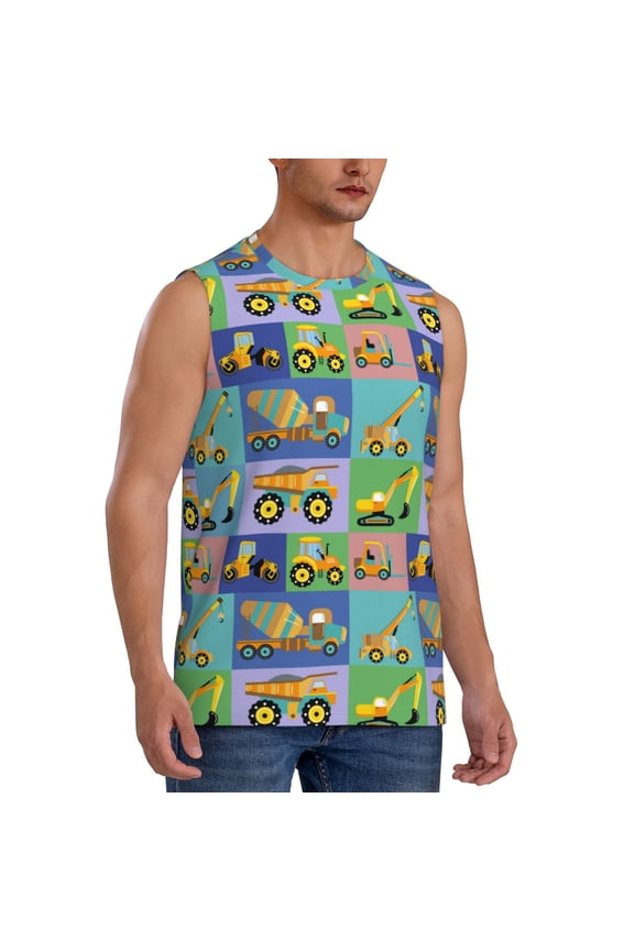 Construction Machinery mens Cotton Tank Undershirts , Moisture-wicking Ribbed Tanks, Lightweight Cotton Tank Undershirts-3X-Large