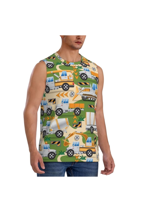 Construction Machinery1 mens Cotton Tank Undershirts , Moisture-wicking Ribbed Tanks, Lightweight Cotton Tank Undershirts-Large