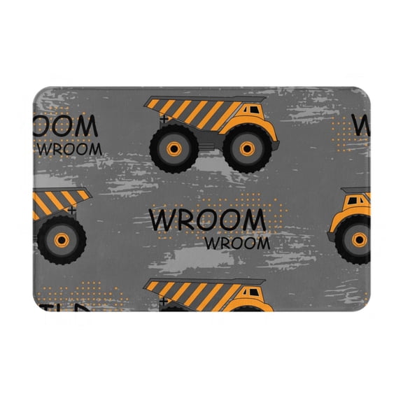 Picia Construction Machines Pattern Flannel Doormat 16x24 Inch Non-Slip Indoor Mat, Absorbent & Quick-Dry Rug for Entryway, Bathroom, Kitchen, and Bedroom, Machine Washable