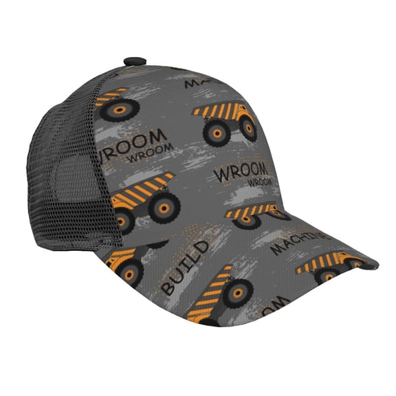 Picia Construction Machines Pattern Trucker Hat,Baseball Cap,Sun Protection Cap,Stylish Headwear,Leisure Cap,Outdoor Sports Cap