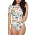 thumbnail image 1 of Picia Construction tools Print Womens One Piece Swimsuits Modest Tummy Control Bathing Suits Lace Up Slimming Swim Suit-X-Large, 1 of 7