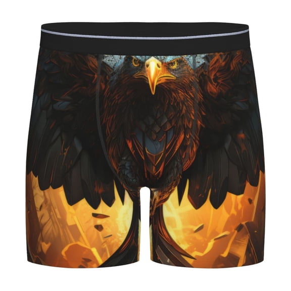 Picia Cool Black Eagle Pattern Men's Athletic Long Leg Briefs , Performance Stretch Underwear，Moisture-Wicking