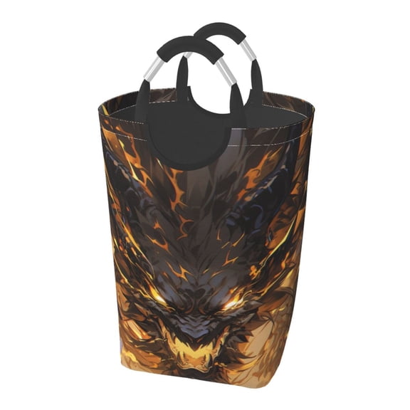 Picia Cool Black Gold Dragon Laundry Basket With Handles Laundry Hamper Toys Storage Organizer Foldable Bucket Washing Bin Dirty Clothes Bag For Home Bathroom Bedroom Dorm