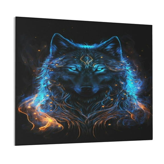 Picia Cool Blue Light Wolf Pattern Decorative Picture – Unique Wall Art, Modern Canvas Print for Trendy Interiors (Horizontal)
