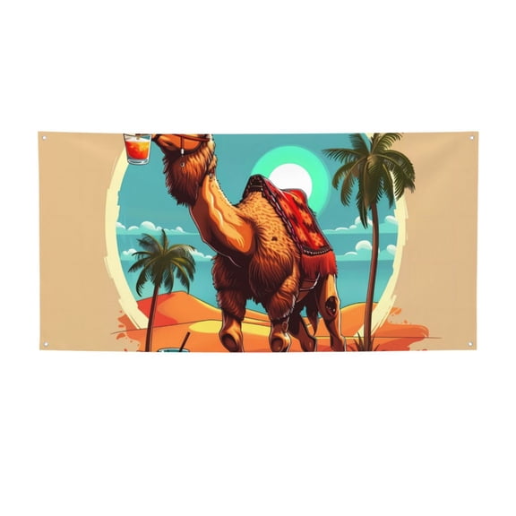 Picia Cool Camel Oasis Vibes Pattern Party Banner, Festive Decoration, Holiday Banner, Celebration Decor, Event Banner, Reusable Party Banner-Small