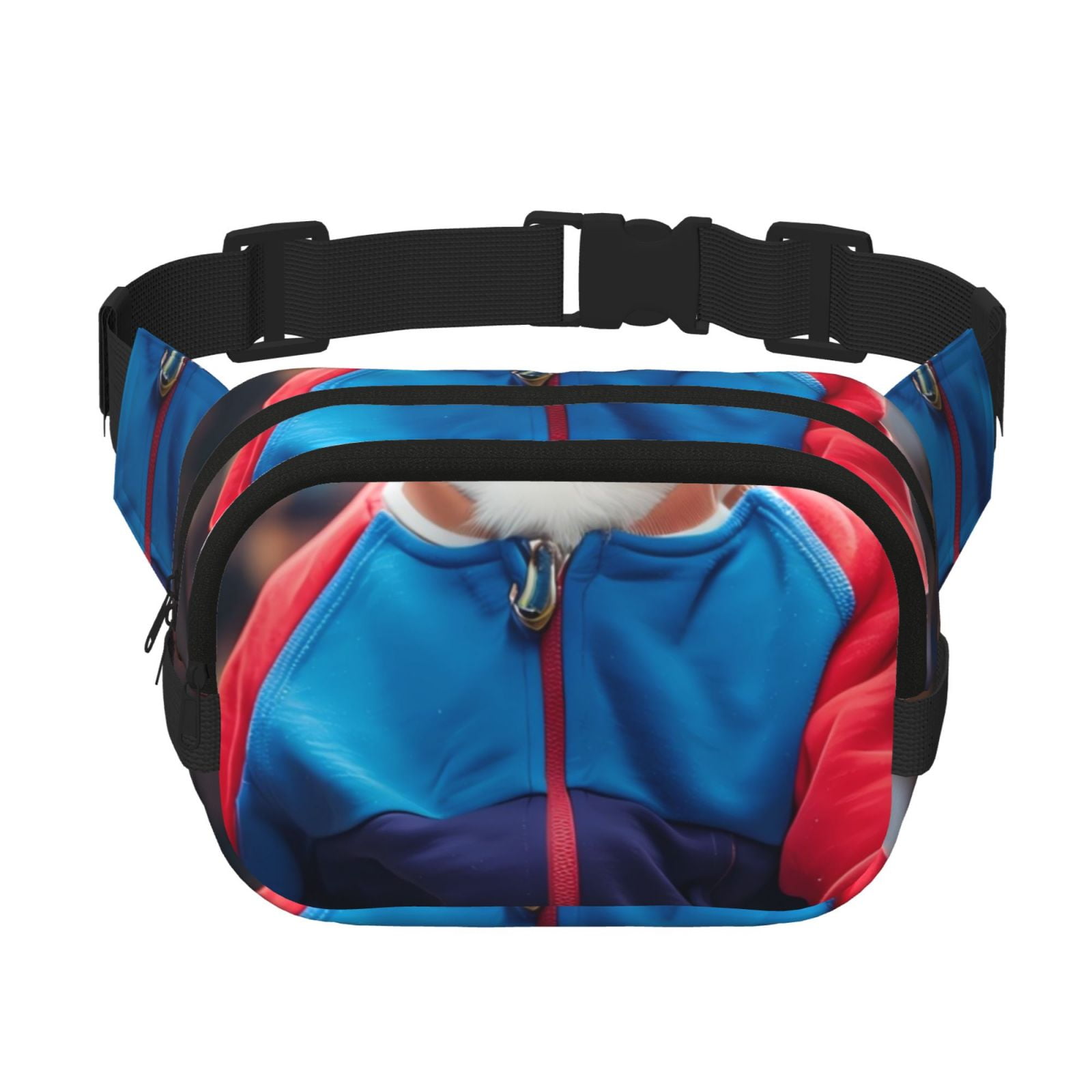 Picia Cool Cat In Sunglasses Print Square Double-Layer Waist Bag Mini Adjustable Waist Belt Bag Exercise Running Travel Hiking