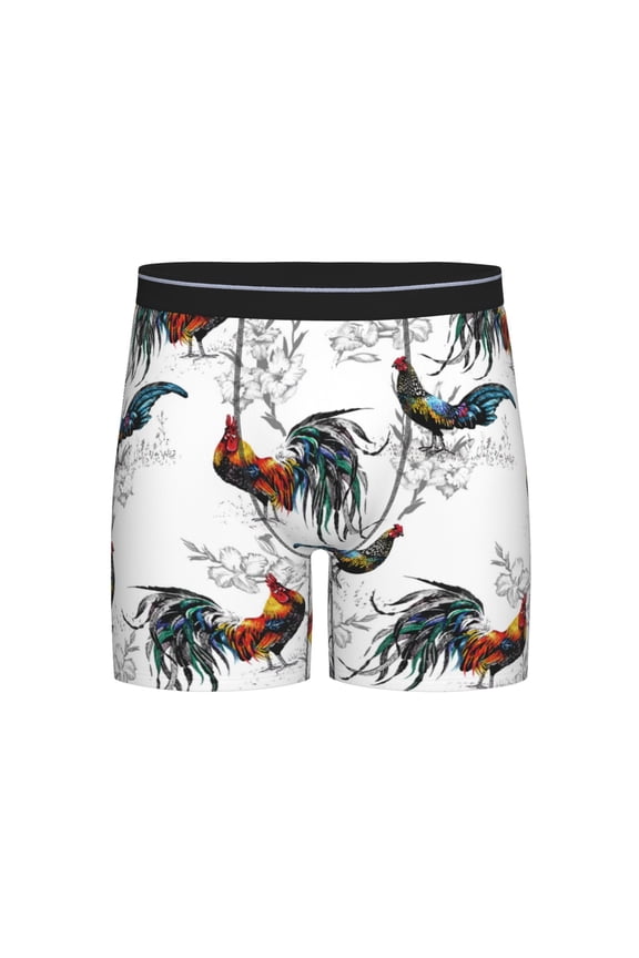 Cool Chicken Pattern Men's Athletic Long Leg Briefs , Performance Stretch Underwear,Moisture-Wicking