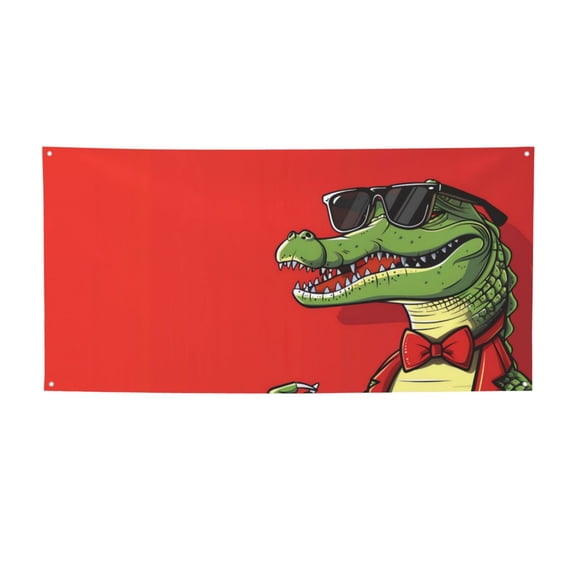 Picia Cool Crocodile With Sunglasses Pattern Party Banner, Festive Decoration, Holiday Banner, Celebration Decor, Event Banner, Reusable Party Banner-Small